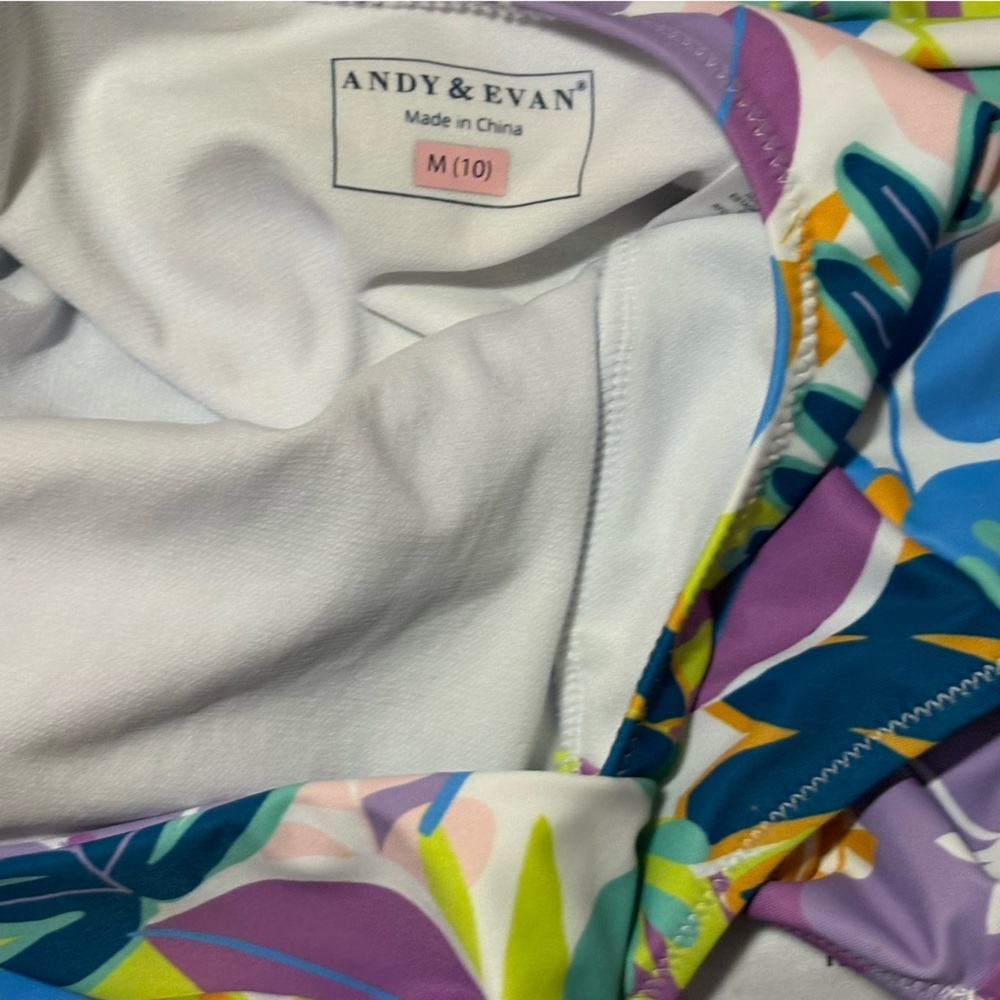 Andy & Evan Girls Long Sleeved One Piece Leaf Print Swimsuit Size M (10)​ - Picture 4 of 6